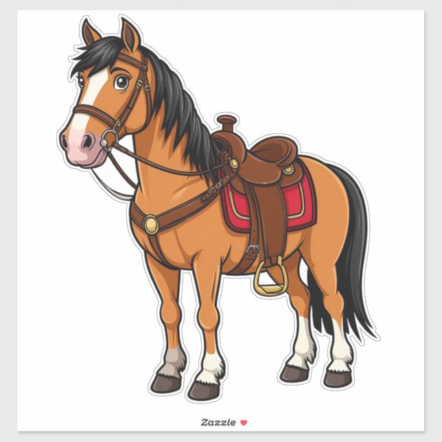 Cartoon Horse With Saddle and Reins (Sheet)