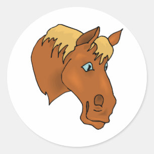 Cartoon Horsehead Classic Round Sticker