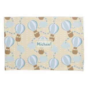 Cartoon Hot Air Balloons and Clouds Kids Pattern Pillowcase