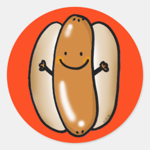 cartoon hot dog sausage classic round sticker