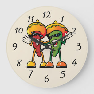 Cartoon hot peppers large clock