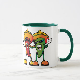 Cartoon hot peppers mug