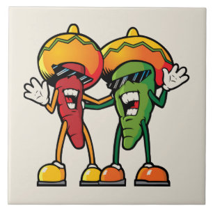 Cartoon hot peppers tile