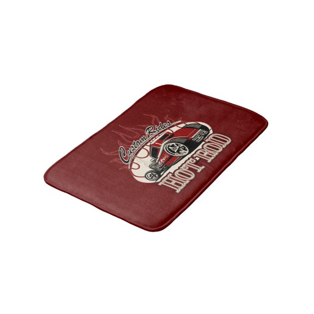 Cartoon hot rod bath mat (Angled)