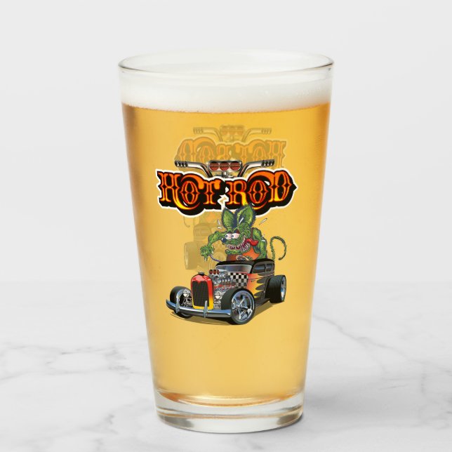 Cartoon hot rod glass (Front Filled)
