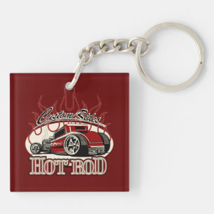 Cartoon hot rod key ring