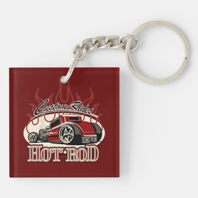 Cartoon hot rod key ring (Back)