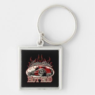 Cartoon hot rod key ring