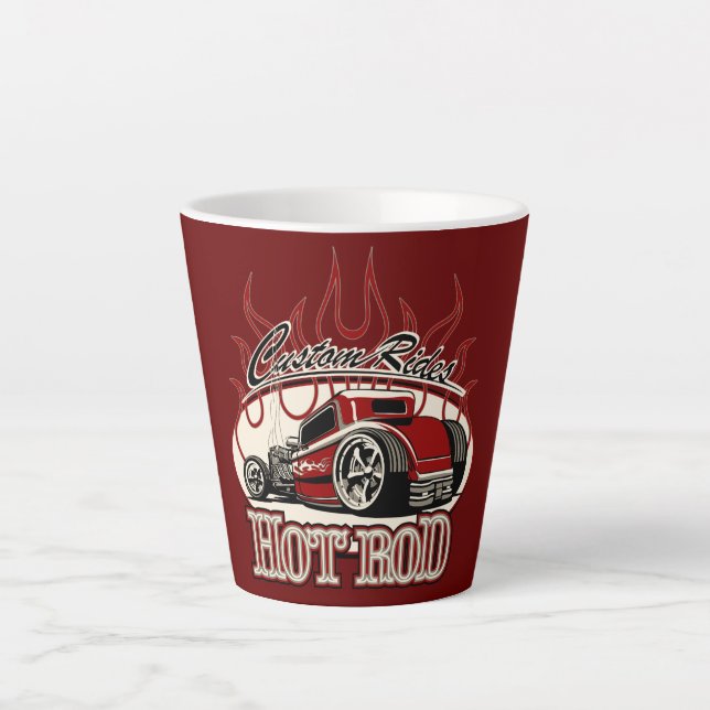 Cartoon hot rod latte mug (Front)