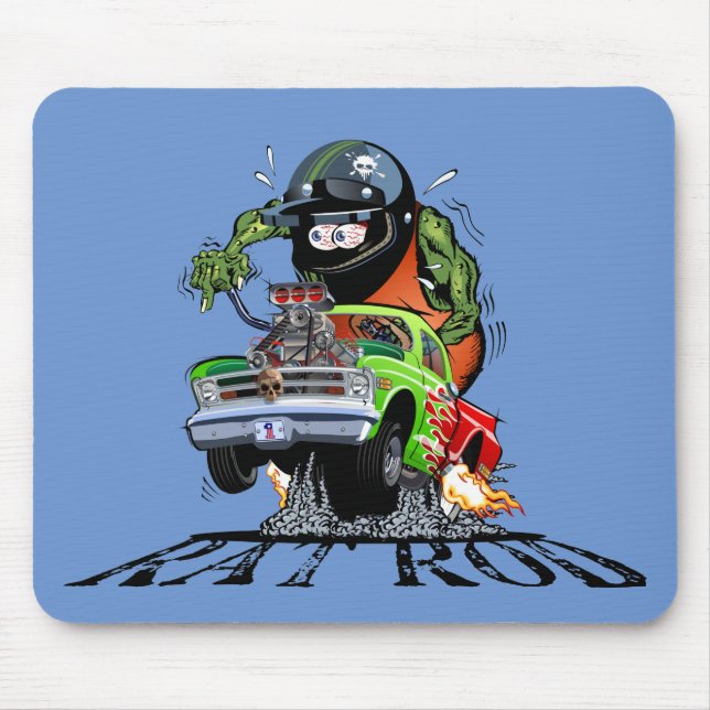 Cartoon hot rod mouse mat (Front)
