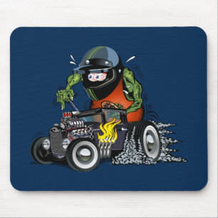 Cartoon hot rod mouse mat