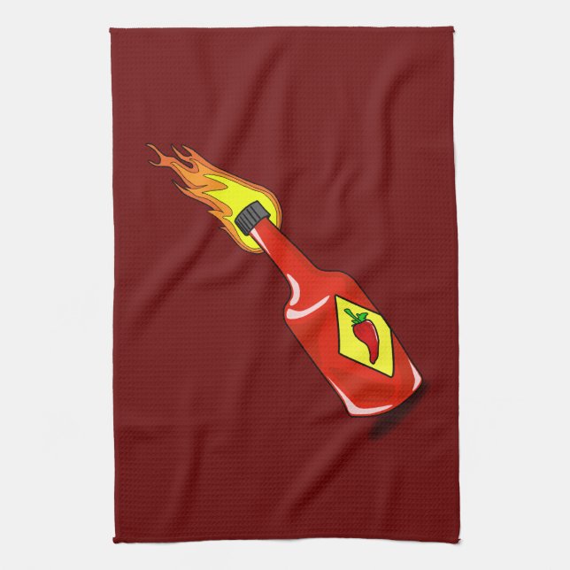 Cartoon Hot Sauce Tea Towel (Vertical)