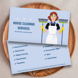 Cartoon House Cleaning Services Business Card