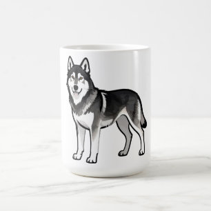 Cartoon Husky Dog Gift Black White Siberian Coffee Mug