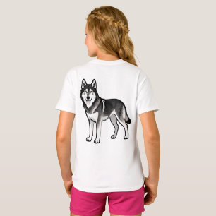Cartoon Husky Dog Gift Black White Siberian T-Shirt