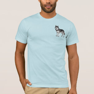 Cartoon Husky Dog Gift Black White Siberian T-Shirt