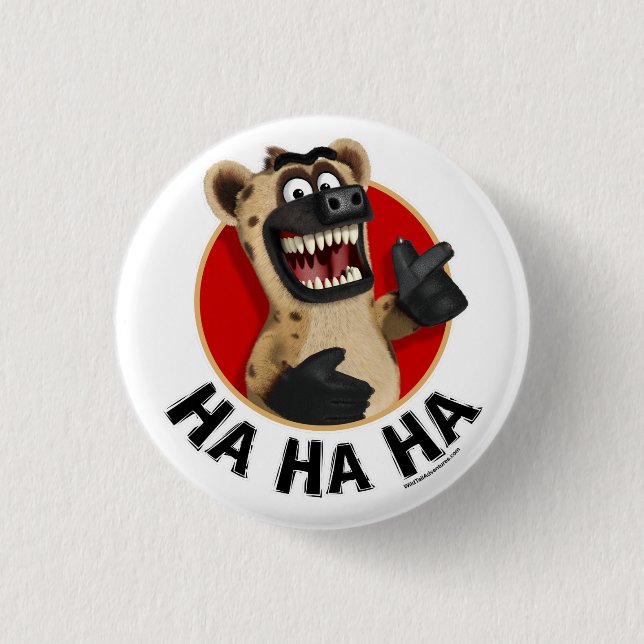 Cartoon Hyena Animal Button (Front)