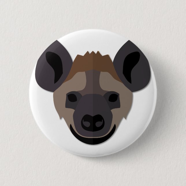 Cartoon Hyena Head 6 Cm Round Badge (Front)