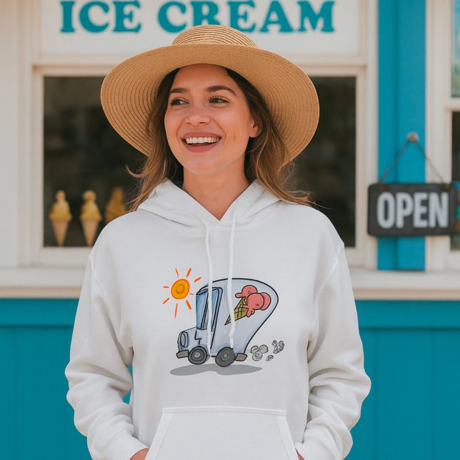 Cartoon Ice Cream Truck Fun Summer Dessert Hoodie (Creator Uploaded)