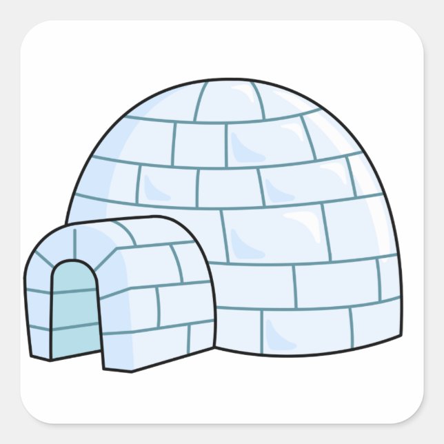 Cartoon Igloo Square Sticker (Front)
