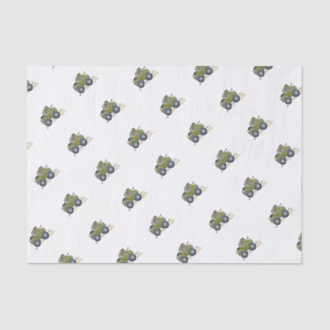 Cartoon illustration of a Elephant driving a jeep. Tissue Paper (Front)