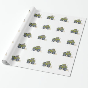 Cartoon illustration of a Elephant driving a jeep. Wrapping Paper