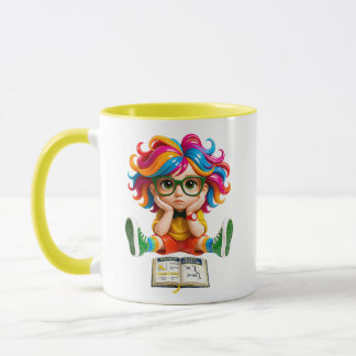 Cartoon Illustration Rainbow Nerdy Kid Mug