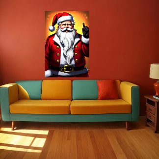 Cartoon illustration Santa Claus | AI Art Poster