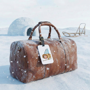 Cartoon Inuit Eskimo with Spear and Igloo Luggage Tag