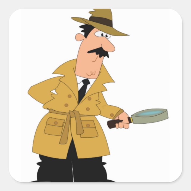 cartoon investigator yeah square sticker (Front)