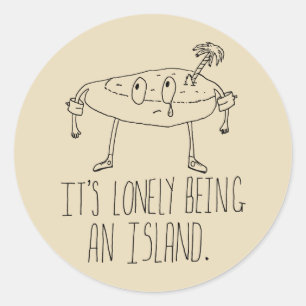 Cartoon Island Classic Round Sticker