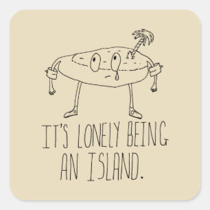 Cartoon Island Square Sticker