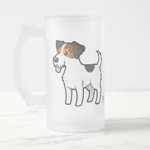 Cartoon Jack Russell Terrier Frosted Glass Beer Mug