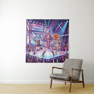 Cartoon JPop Girl Group Tapestry