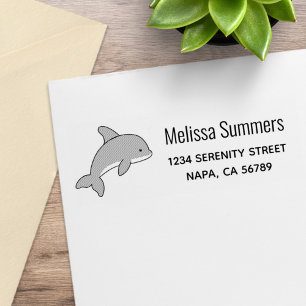 Cartoon Jumping Dolphin Address Rubber Stamp