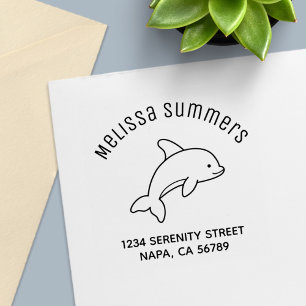 Cartoon Jumping Dolphin Arch Address Self-inking Stamp