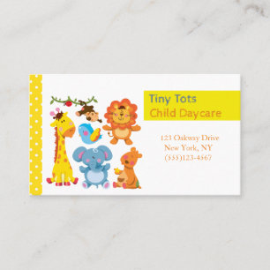 Cartoon Jungle Animals Child Daycare Service Business Card