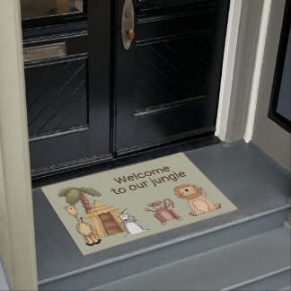 Cartoon Jungle Animals Door Mat