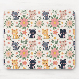 Cartoon Jungle Cats Mouse Mat