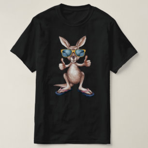 Cartoon Kangaroo Black T-Shirt
