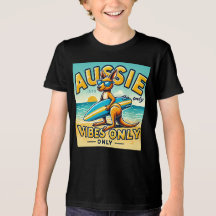 Cartoon Kangaroo Surfing Graphic Tee for Beach Lov
