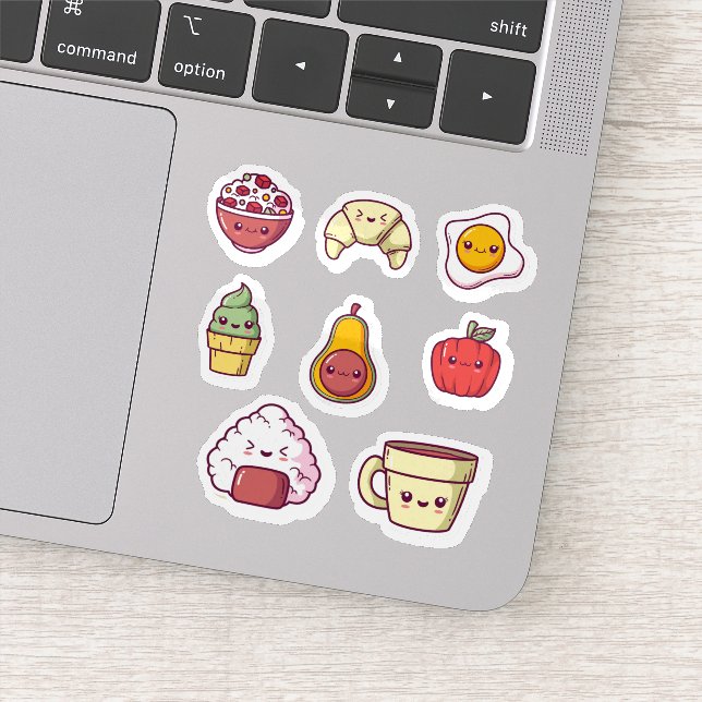 Cartoon kawaii food sticker set (Detail)