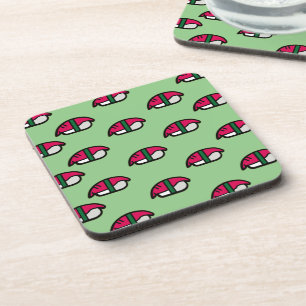 Cartoon Kawaii Sushi, Fish Rice & Seaweed Beverage Coaster