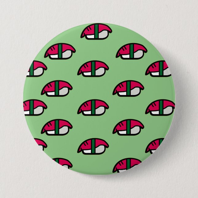 Cartoon Kawaii Sushi, Fish Rice & Seaweed Button (Front)