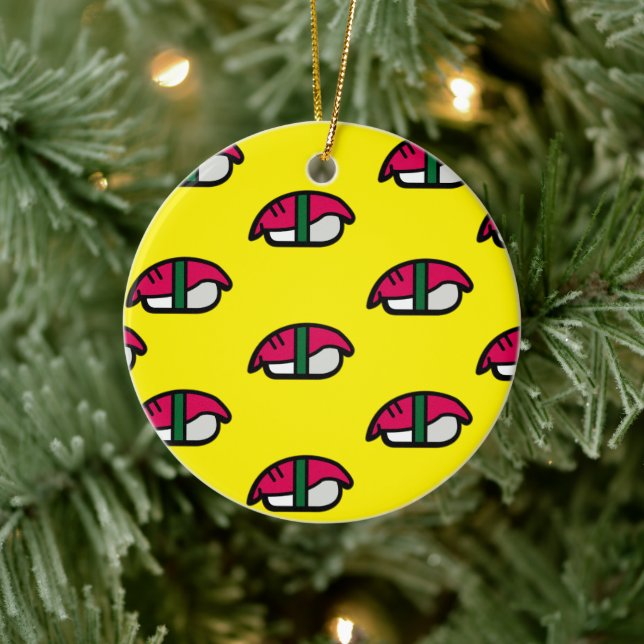 Cartoon Kawaii Sushi, Fish Rice & Seaweed Ceramic  Ceramic Tree Decoration (Tree)