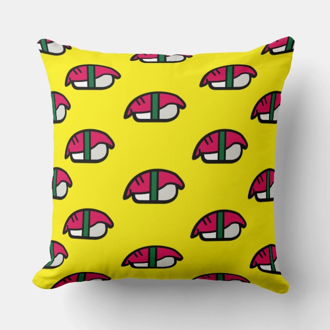 Cartoon Kawaii Sushi, Fish Rice & Seaweed Cushion (Front)
