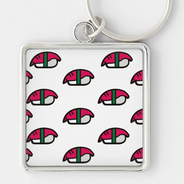 Cartoon Kawaii Sushi, Fish Rice & Seaweed Key Ring (Front)