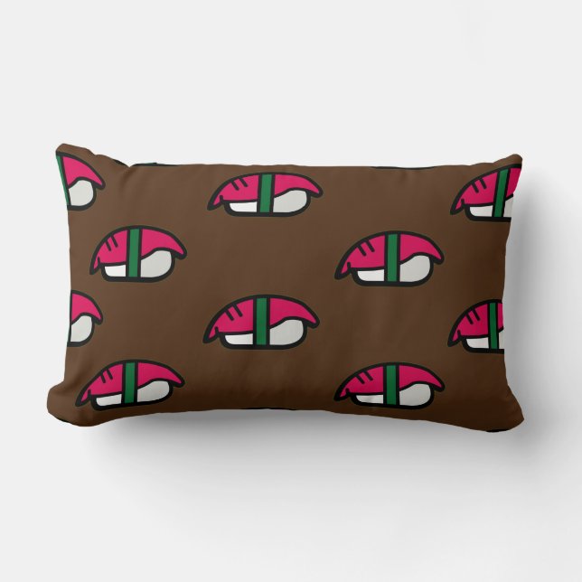 Cartoon Kawaii Sushi, Fish Rice & Seaweed Lumbar Cushion (Front)