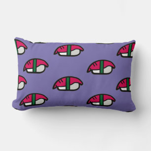 Cartoon Kawaii Sushi, Fish Rice & Seaweed Lumbar Cushion