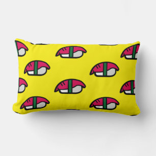 Cartoon Kawaii Sushi, Fish Rice & Seaweed Lumbar Cushion